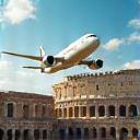 Avión sobrevolando el Coliseo