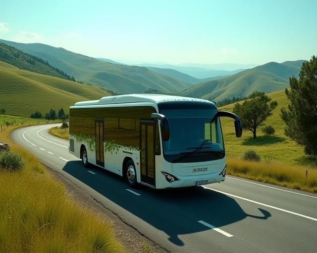 Autobús turístico eléctrico en las colinas toscanas